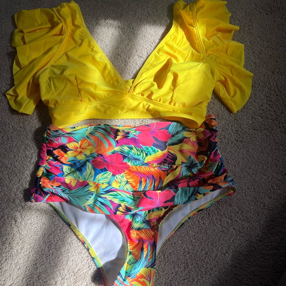 Vibrant Yellow Ruffle Bikini Set